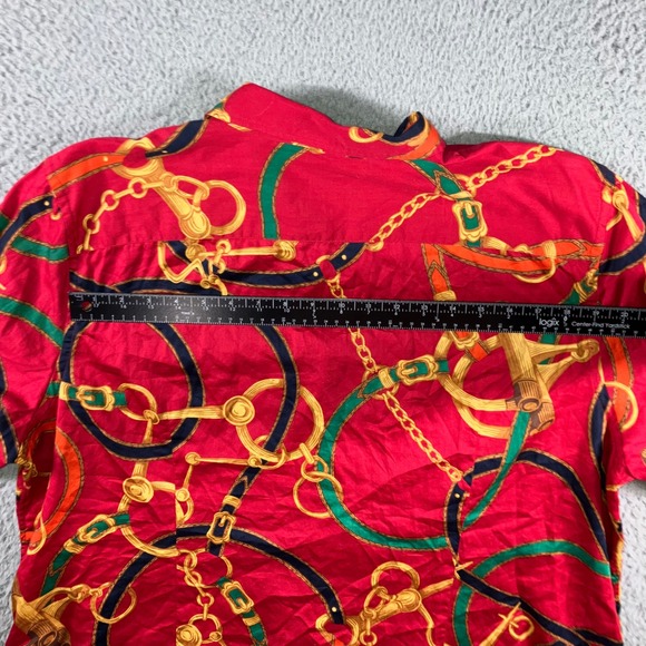 Ralph Lauren Chain Equestrian Print Shirt Women 3X Long Sleeve Button Front - Picture 12 of 12